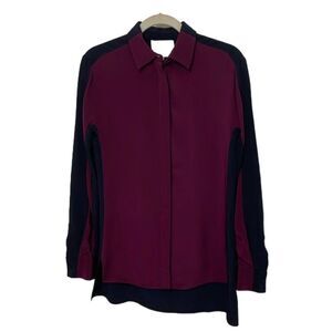 3.1 Phillip Lim Purple Black Silk Long Sleeve Blouse Top Shirt Womens Size 2